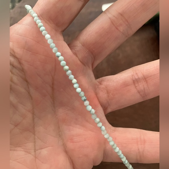 Natural Larimar Faceted 2.5mm beaded necklace - 16 inches - Picture 3 of 5